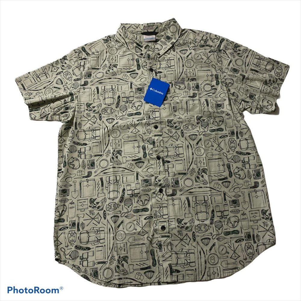 COLUMBIA shirt color sand/green size L/G